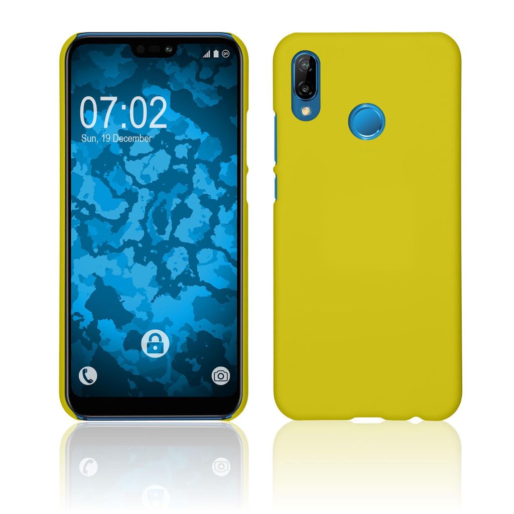 PhoneNatic Case kompatibel mit Huawei P20 Lite - Hülle gelb gummiert Hard-case Cover