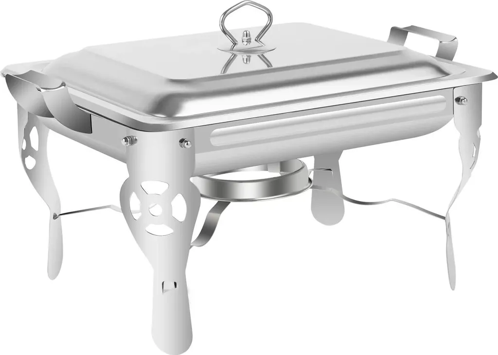 Chafing Dish 6L Scaldavivande Acciaio 201 Argento con Bruciatore