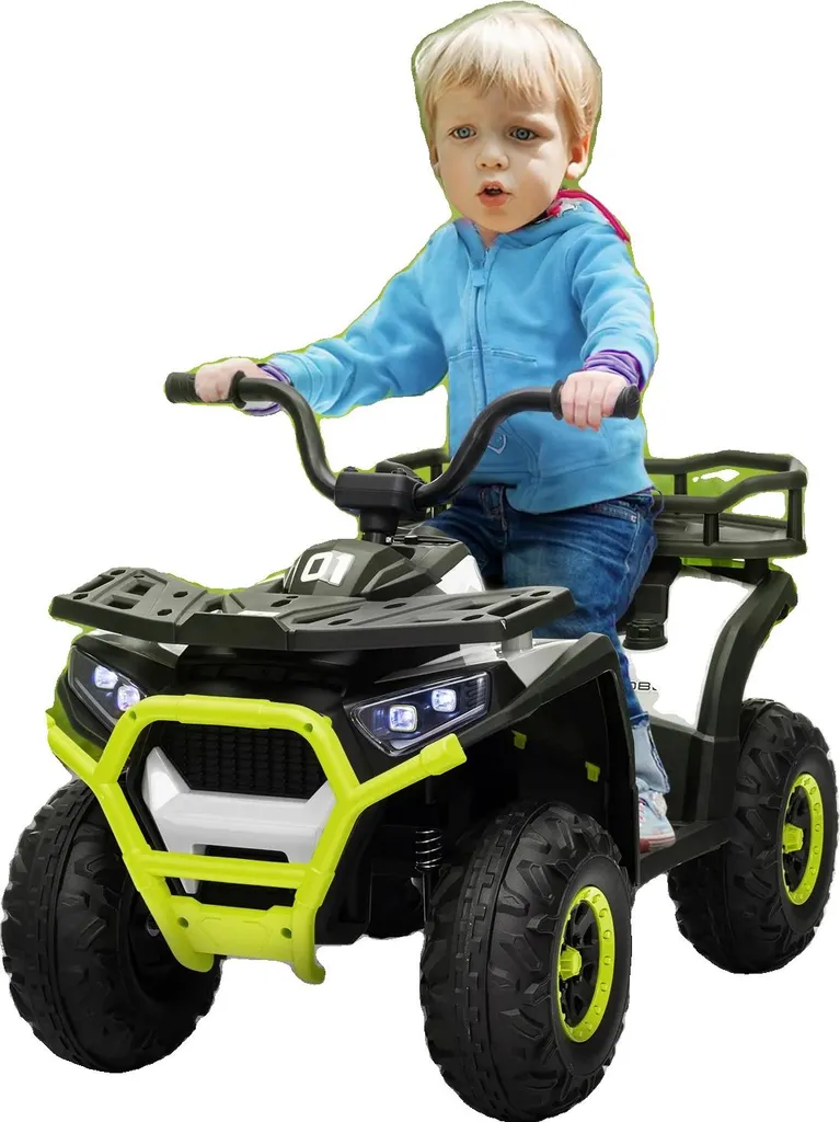 Quad électrique 12V vert pour enfant avec batterie et charge 30 kg