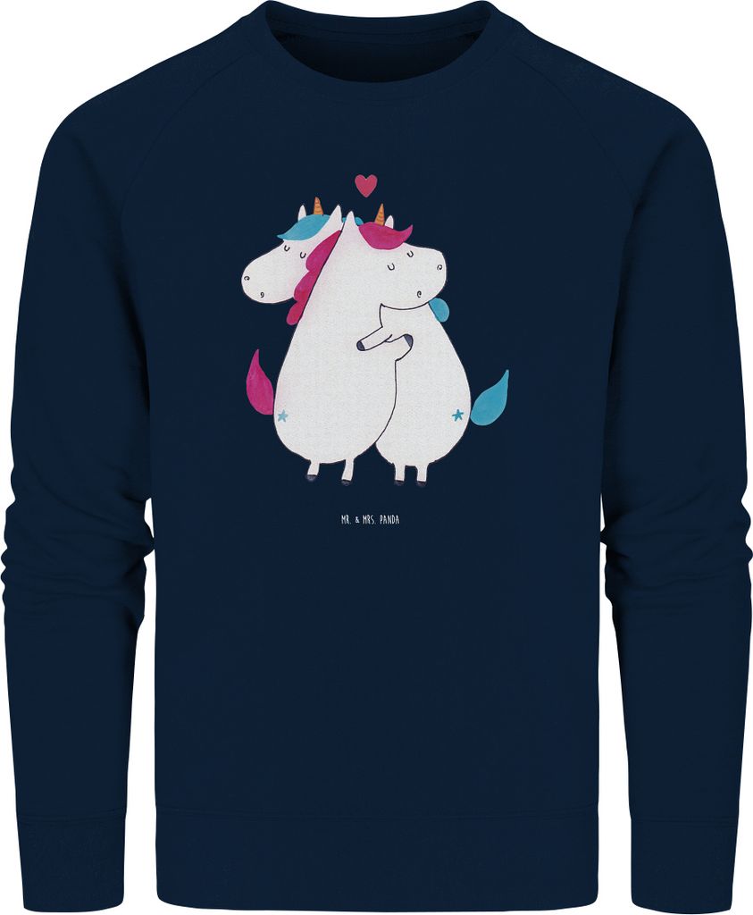 Mr. & Mrs. Panda Bio Pullover Einhorn Mitteilung Größe M - French Navy - Geschenk, Unicorn, Einhörner, Baumwoll, Sweatshirt, Sweater, Spruch, Pu...