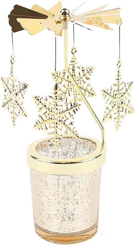 Glaswindschirm mit goldenem Glas | Roterender Kerzenständer | Eisenkandelaber für Wohnzimmer | Dekoration für Valentinstag und Hochzeit | Kerzen...