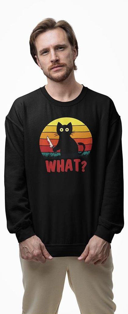 D&B Design Uni Pullover SWEB00006 What Schwarz-Größe S