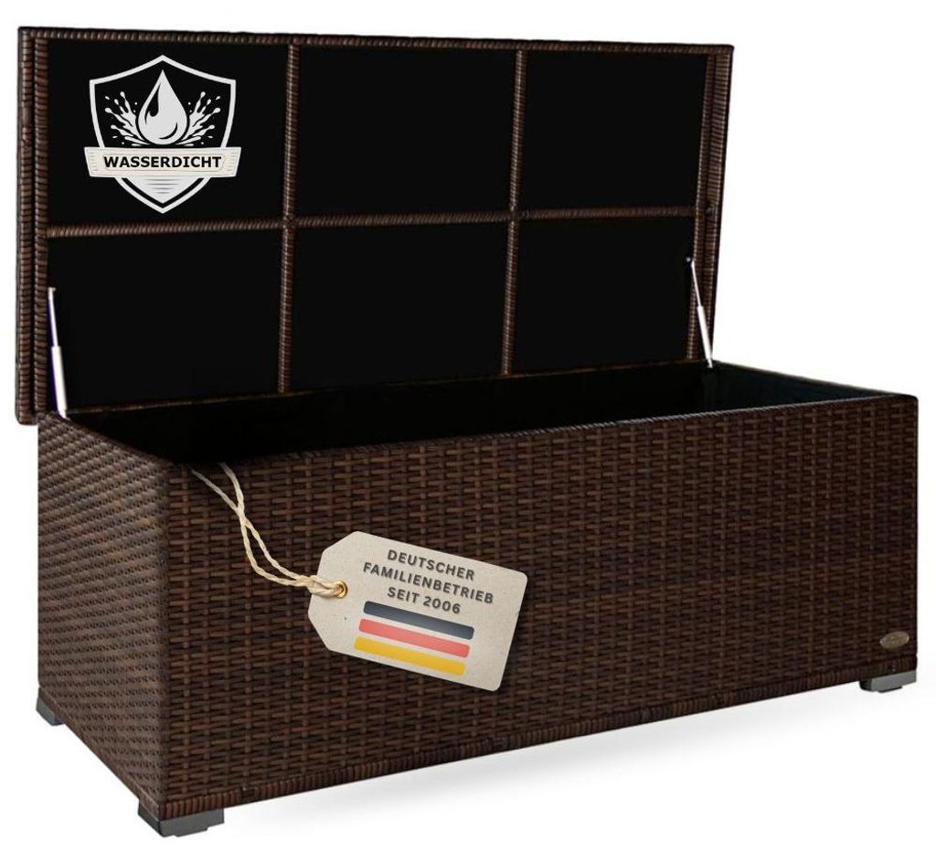 Auflagenbox Sienna Java Braun 155x73x60 cm Poly-Rattan Produktbild 
