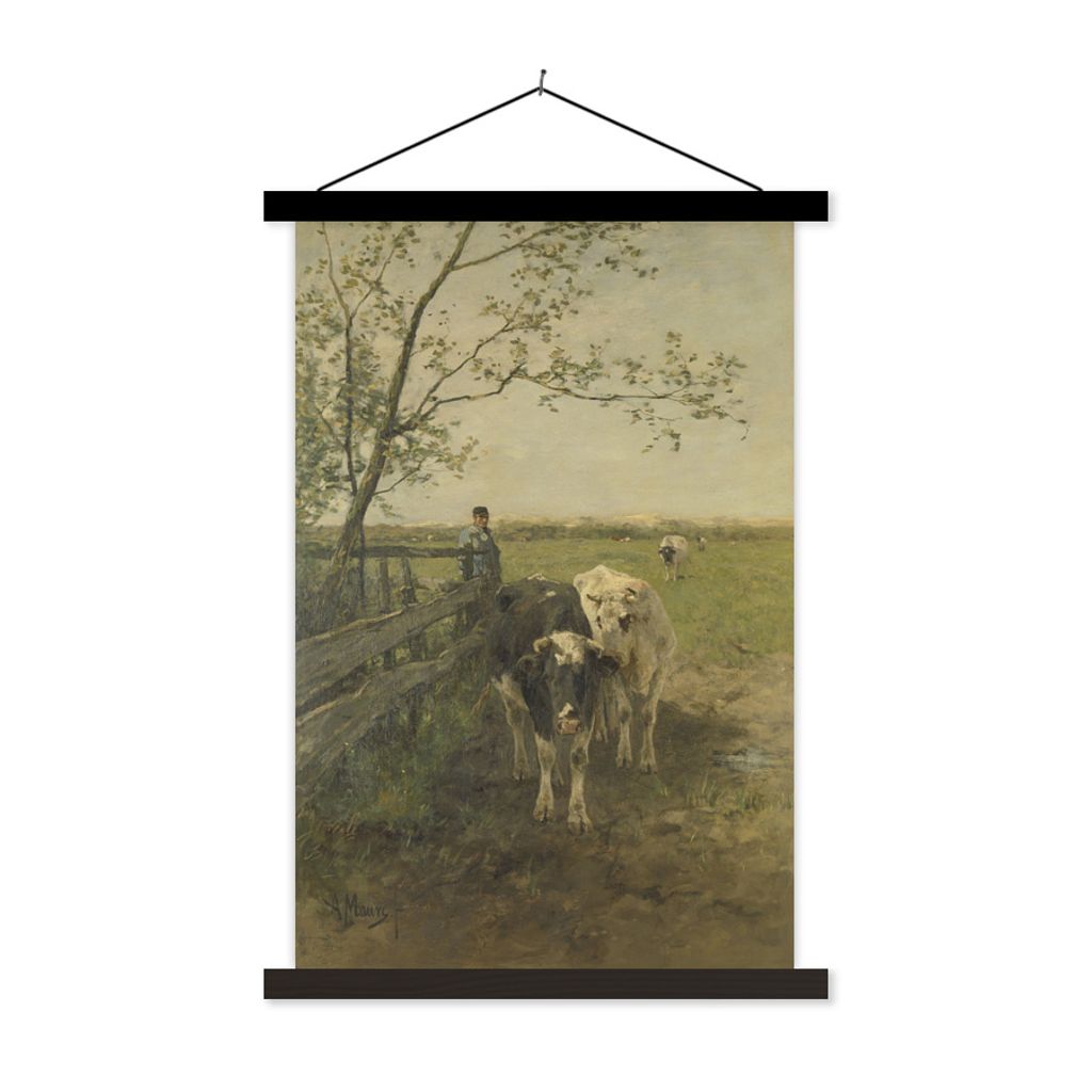 MuchoWow Textilposter Der Milchwagen - Gemälde von Anton Mauve 40x60 cm mit schwarzem Rahmen - Wanddekorationen