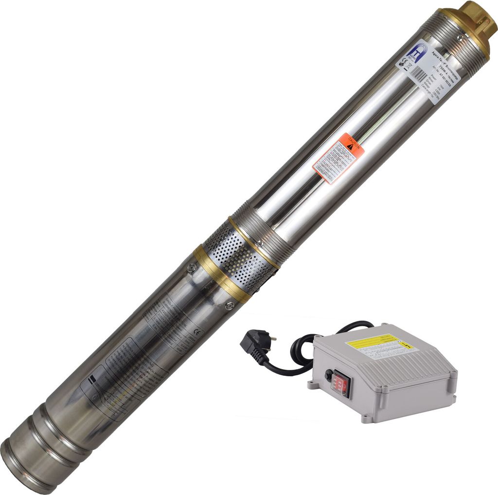 Agora-Tec 4 Zoll Brunnenpumpe Tiefbrunnenpumpe 750W-4, 15m Kabel