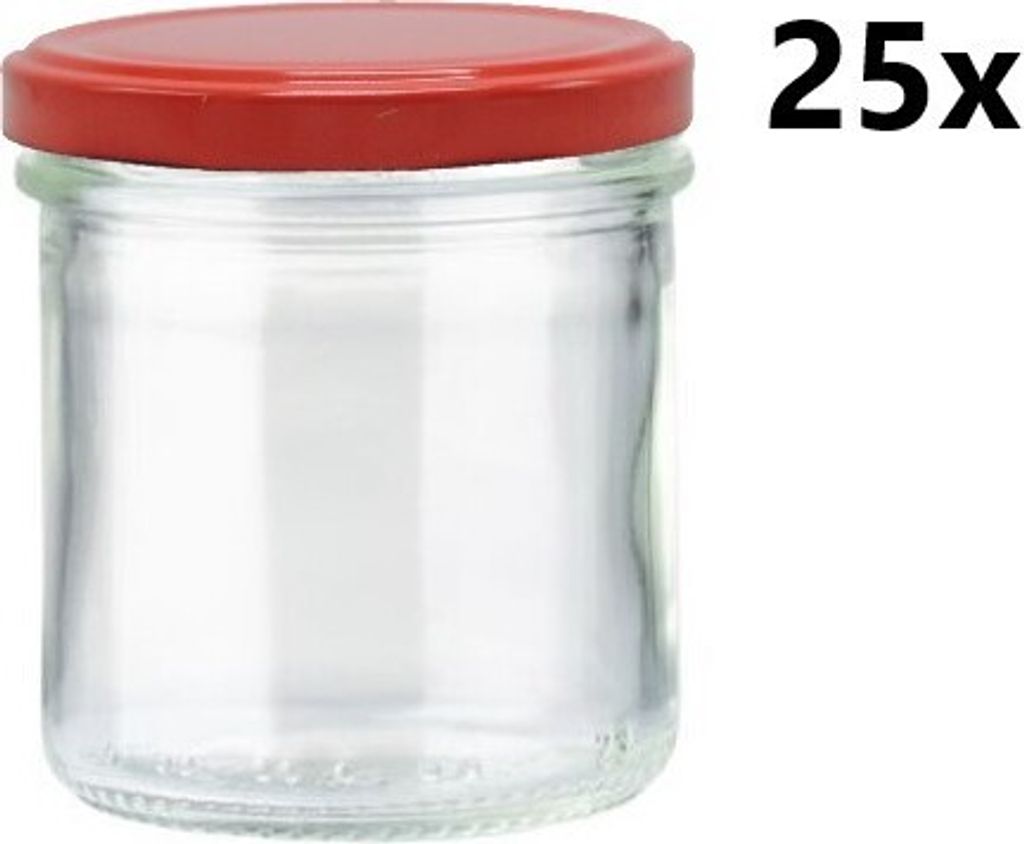 Einmachgläser 165 ml LAURA STURZ / GERADE klar/transparent 25 Stück INKLUSIVE ROTER DECKEL, Anzahl der Teile in der Packung: 25