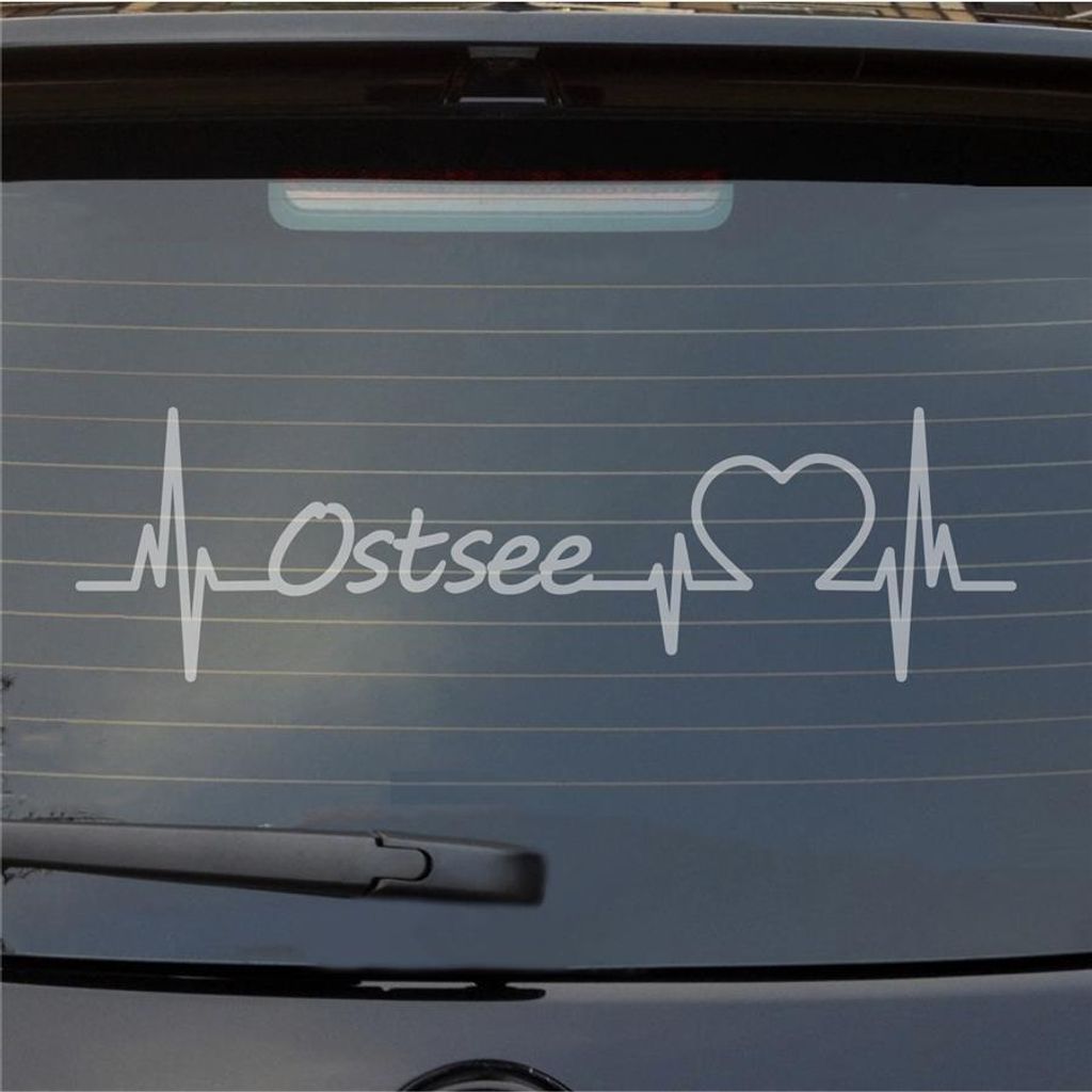 Heckscheibenaufkleber Ostsee Herzschlag Puls See Osten East Liebe 55x16 cm Milchglas Auto Aufkleber Sticker