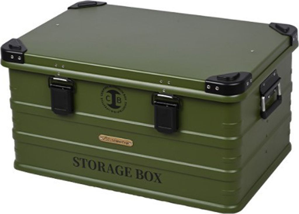 Outdoor-Aufbewahrungsbox, Aluminiumbox, Camping-Aufbewahrungsbox, Autobox, wasserdicht, 600 x 400 x 300 mm/23,6 x 15,7 x 11,8 Zoll, Militärgrün