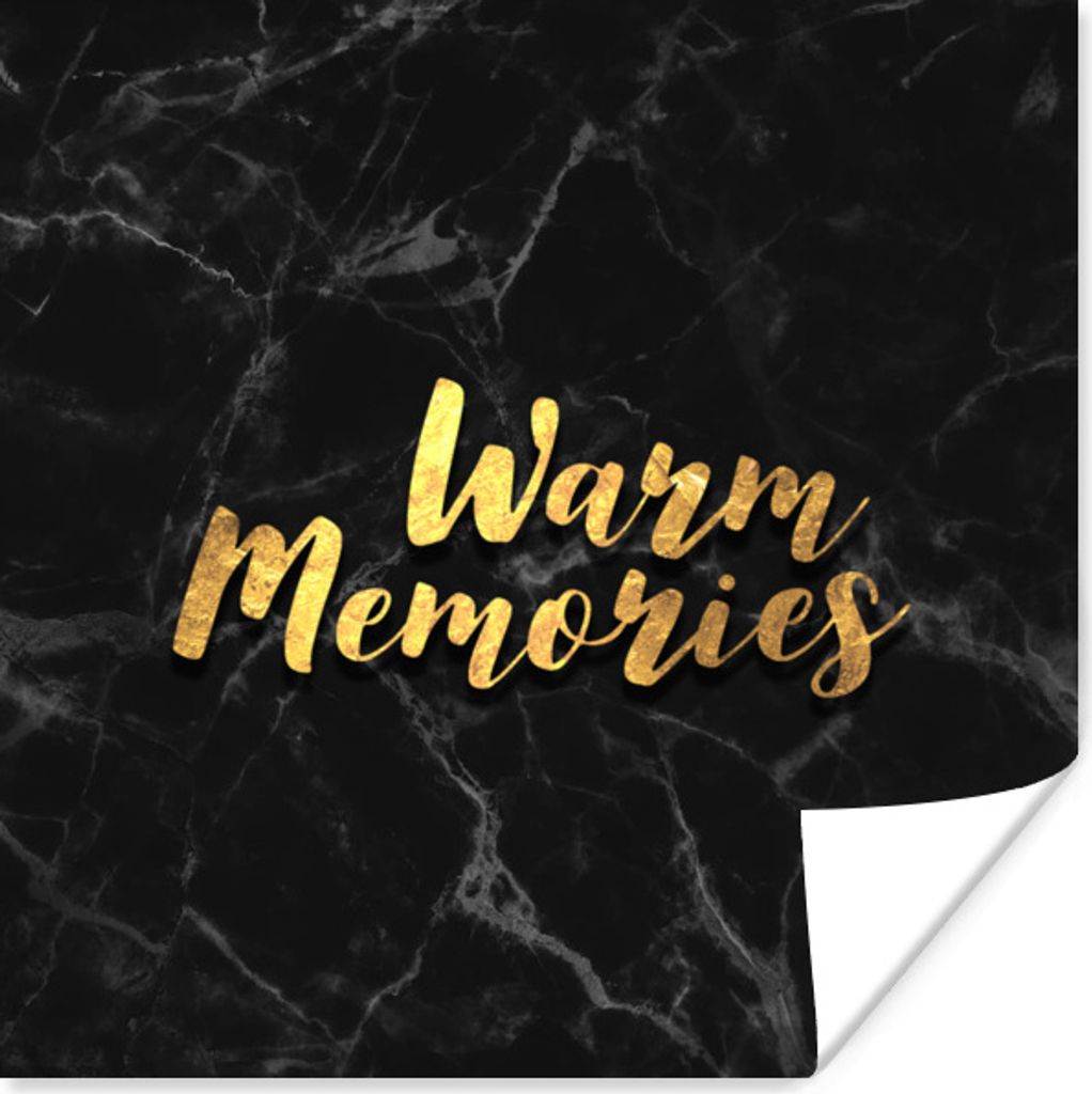 MuchoWow Poster Zitat - Erinnerung - Gold - Marmor 100x100 cm - Babyzimmer
