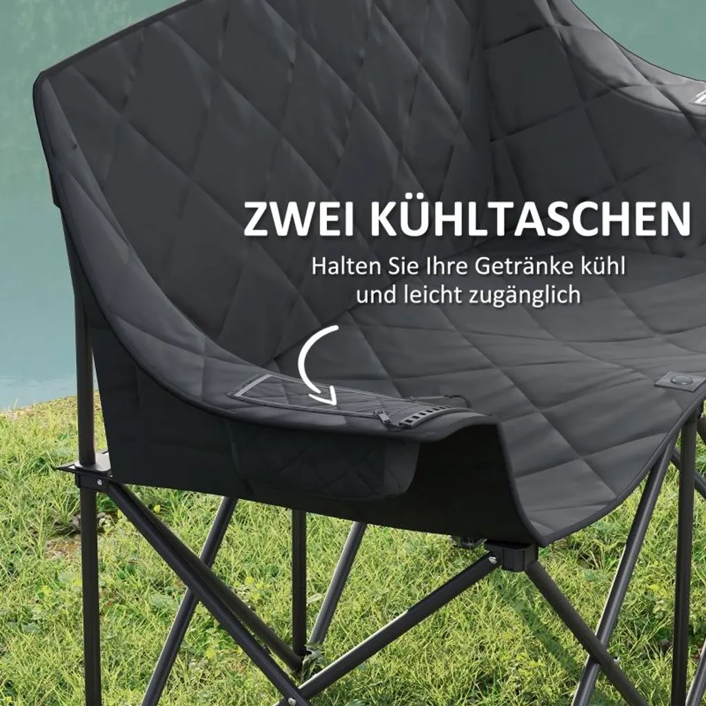 Chaise de camping 2 places robuste 250kg avec glacières intégrées - 6