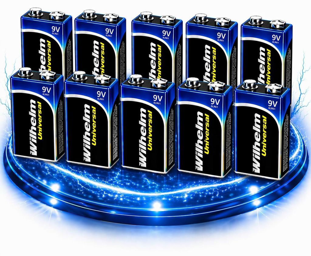 10 x Wilhelm Universal 9V Block Batterien auch für 10 Produktbild 