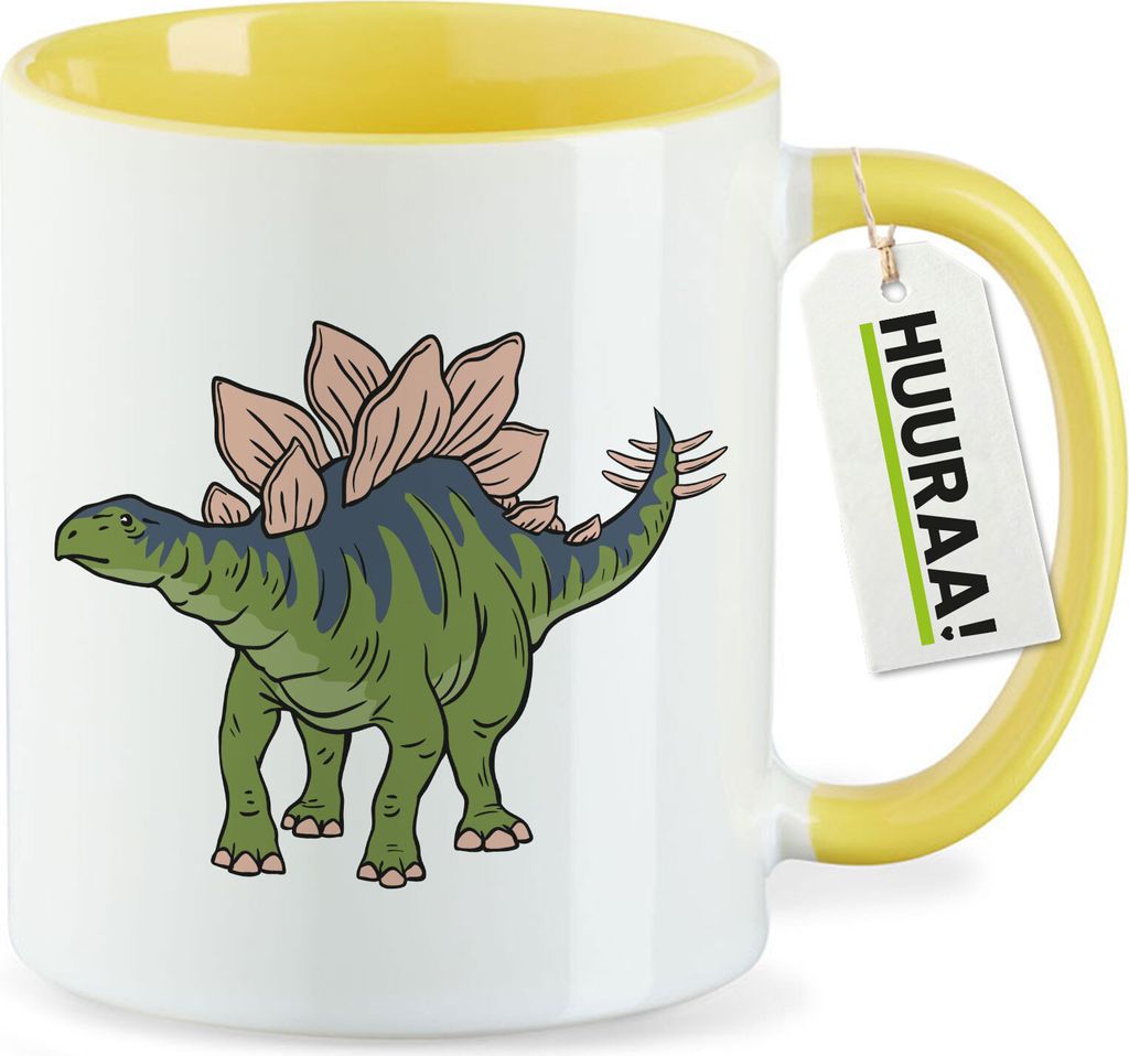 Huuraa Kaffeetasse Stegosaurus Dinosaurier 330ml Gelb Keramik Kaffeebecher Geschenkidee