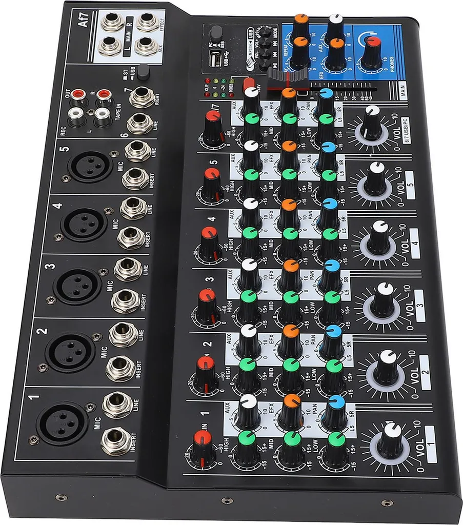 Console Mixage Professionale 7 Canali - Mixer per Streaming e Home Studio