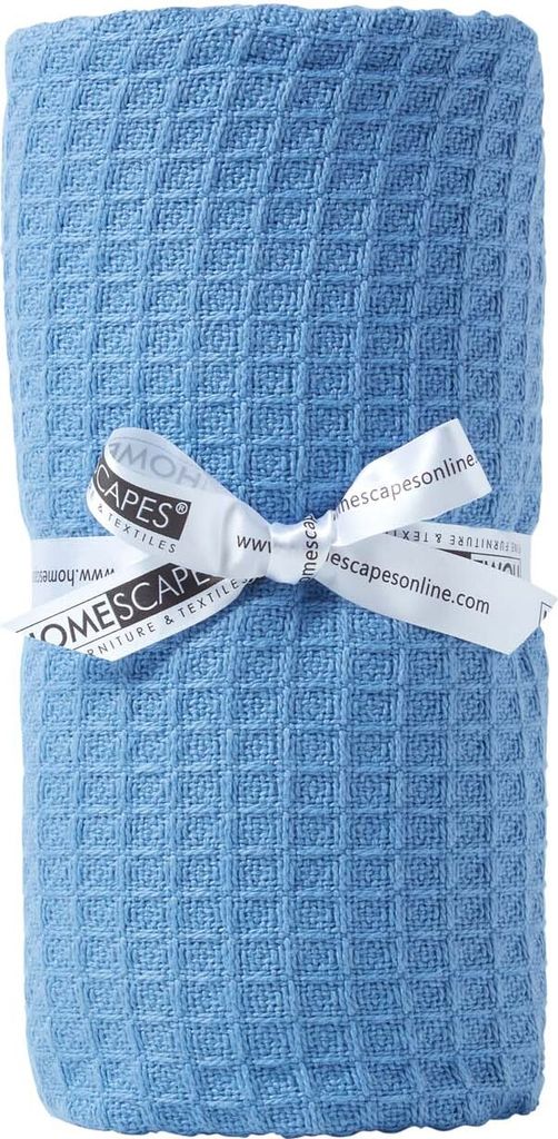 HOMESCAPES 100% Baumwolle Waffel Babydecke blau, 90 x 110 cm