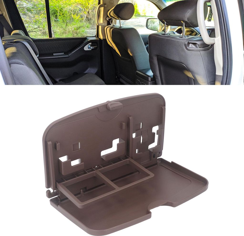 Auto-Essenstablett-Halter, multifunktional, faltbar, Kinder-Rücksitztisch mit Tasse zum Essen, Braun, mittlere Größe