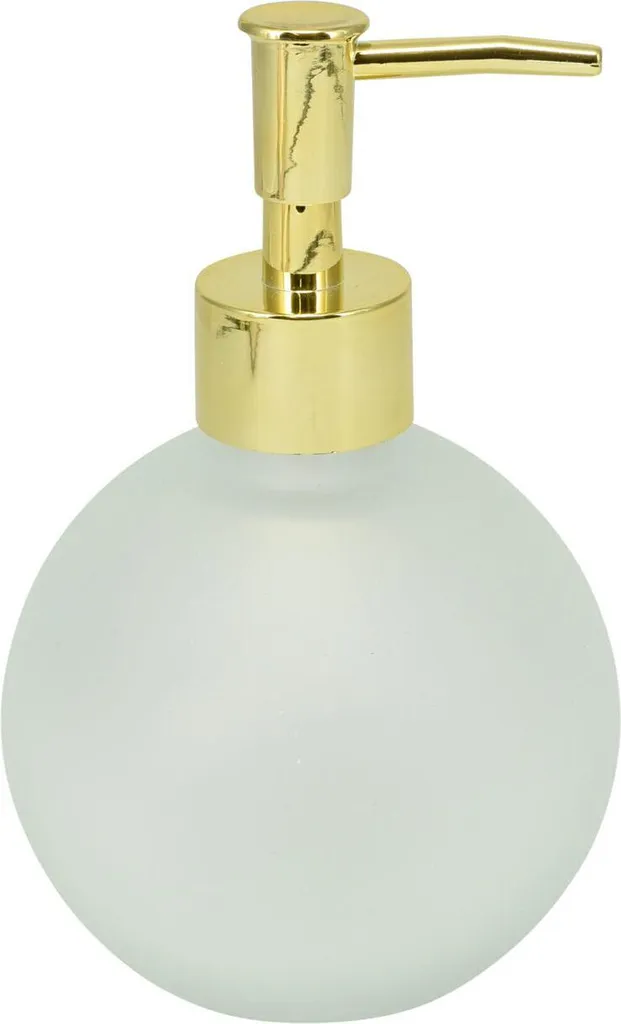 Accessorio Bagno Luxury: Dosatore Sapone Vetro Bianco e Pompa Oro