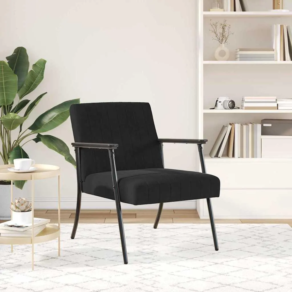 vidaXL Poltrona nera 59 x 75 x 78 cm in velluto - 3