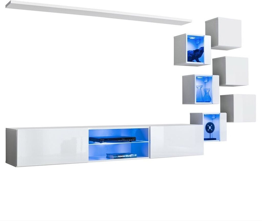 Meublorama AM-SWITCH 21-WW SW 21*9C/72KG, 2 Regale, 8 Tür(en), Weiß, Mitteldichte Faserplatte (MDF), 400 mm, 2400 mm