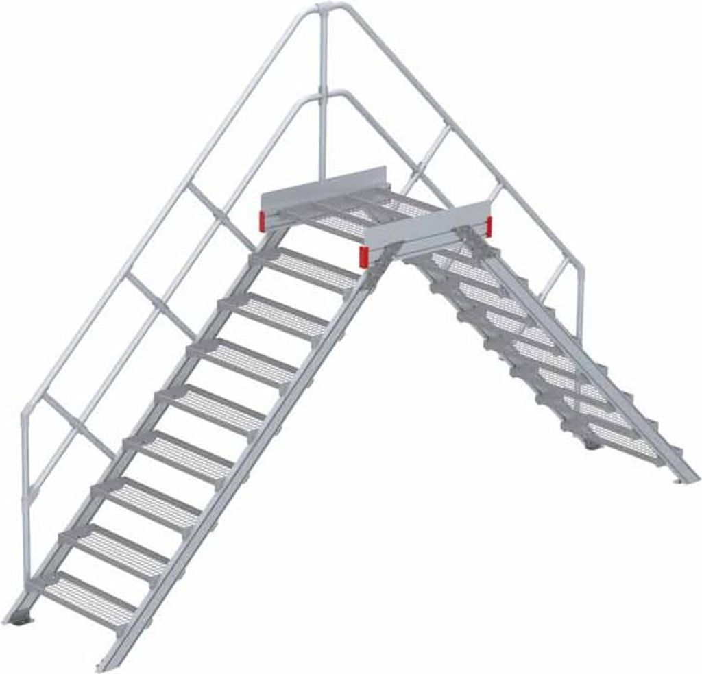 Euroline 512 Überstieg 45° 800mm Stufenbreite 2x9 Stufen Stahl Gitterrost