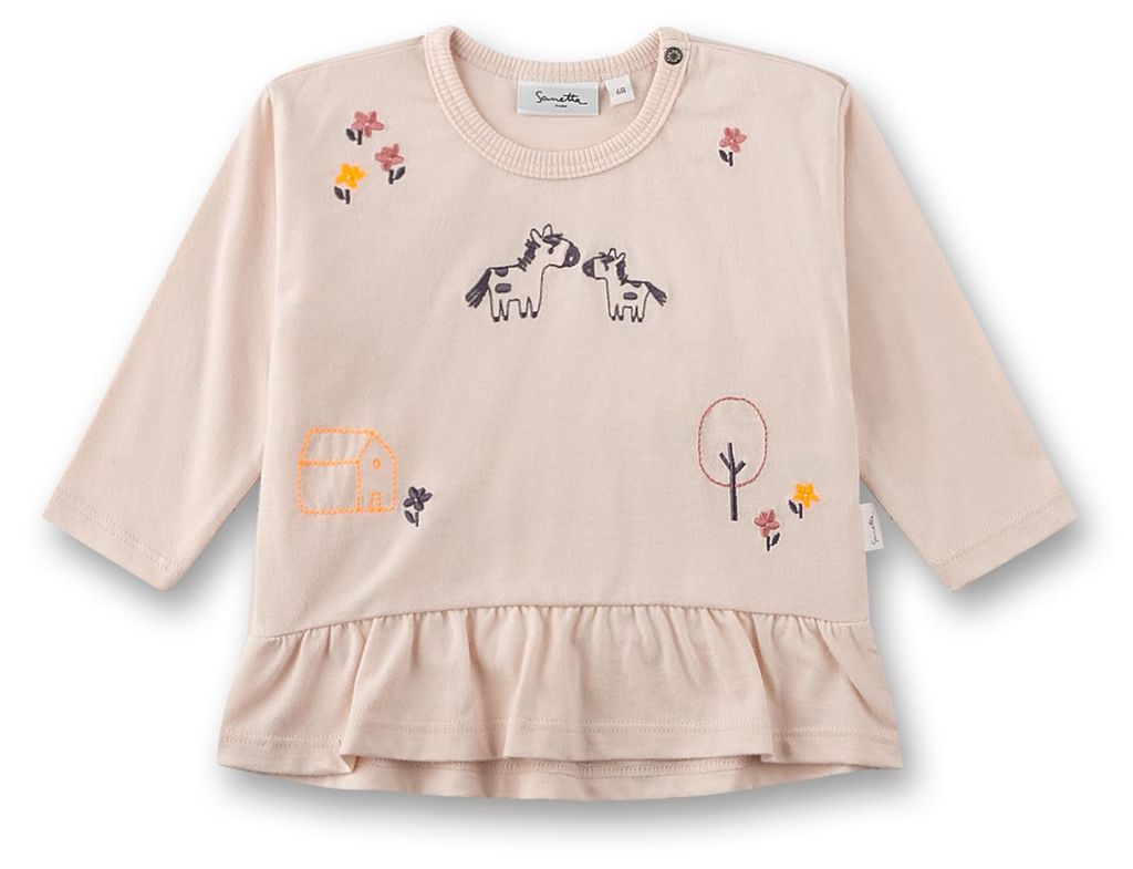 Sanetta Pure Mädchen-Langarmshirt beige Esel&Blumen 56