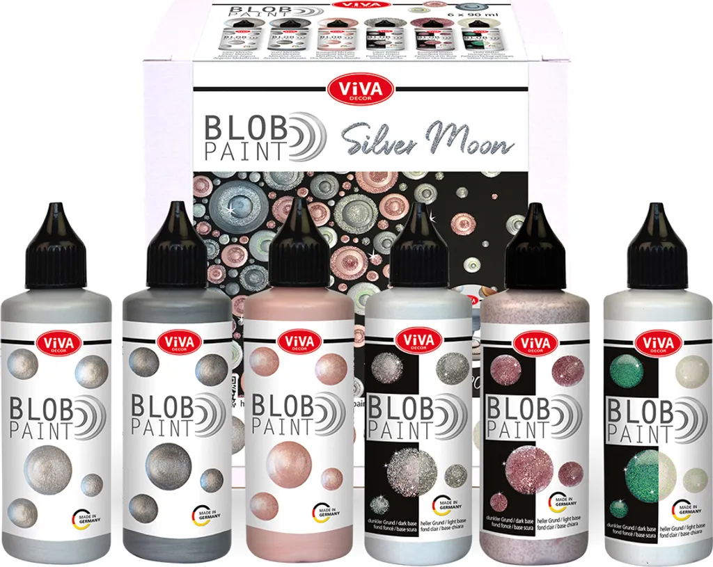 Peinture Blob Paint à Effet 3D Argenté - Kit Viva Decor Silver Moon 6 pcs