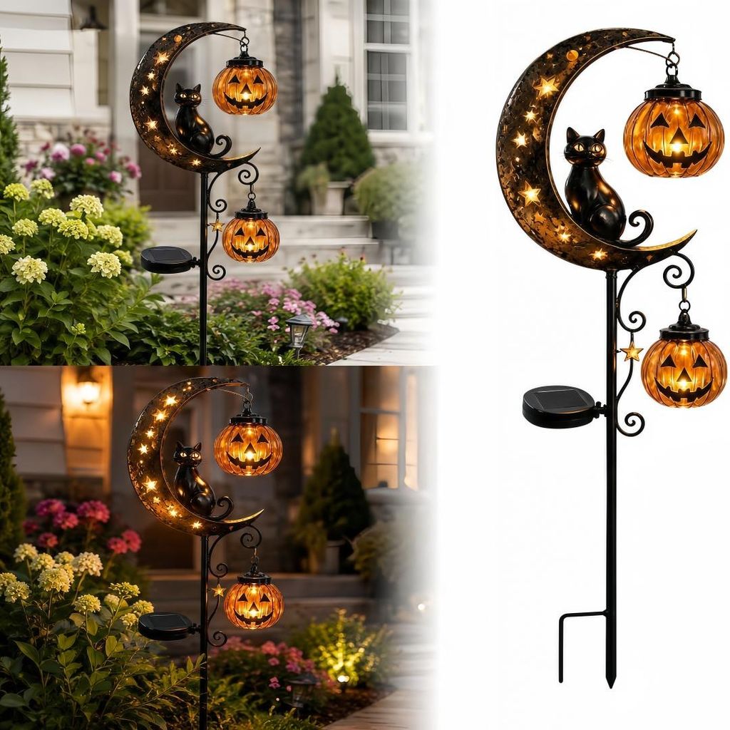 Halloween Solarleuchte Gartenstecker, LED Solar Gartenlampe Produktbild 