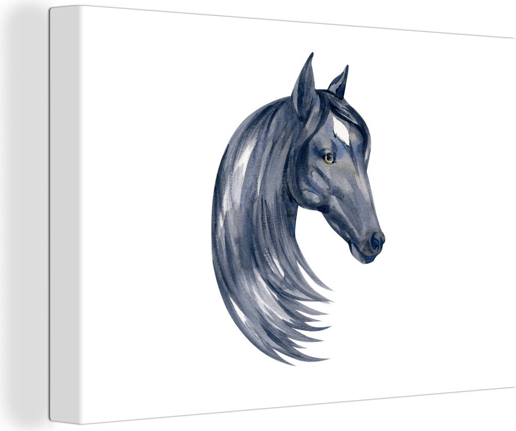 OneMillionCanvasses - Leinwandbilder - 140x90 cm, Pferd - Aquarell - Kariert - Mädchen - Kinder - Mädchen, Wandbilder Kunstdruck Wanddekoration