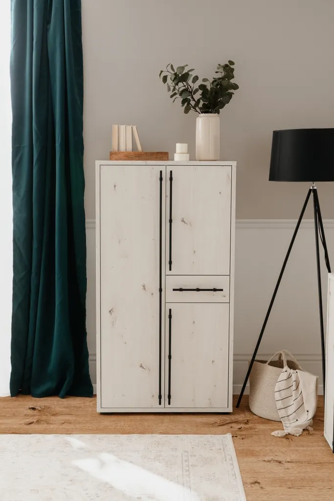 Armoire de salon Almo Chêne Blanc - Solution de rangement vertical 140cm - 2