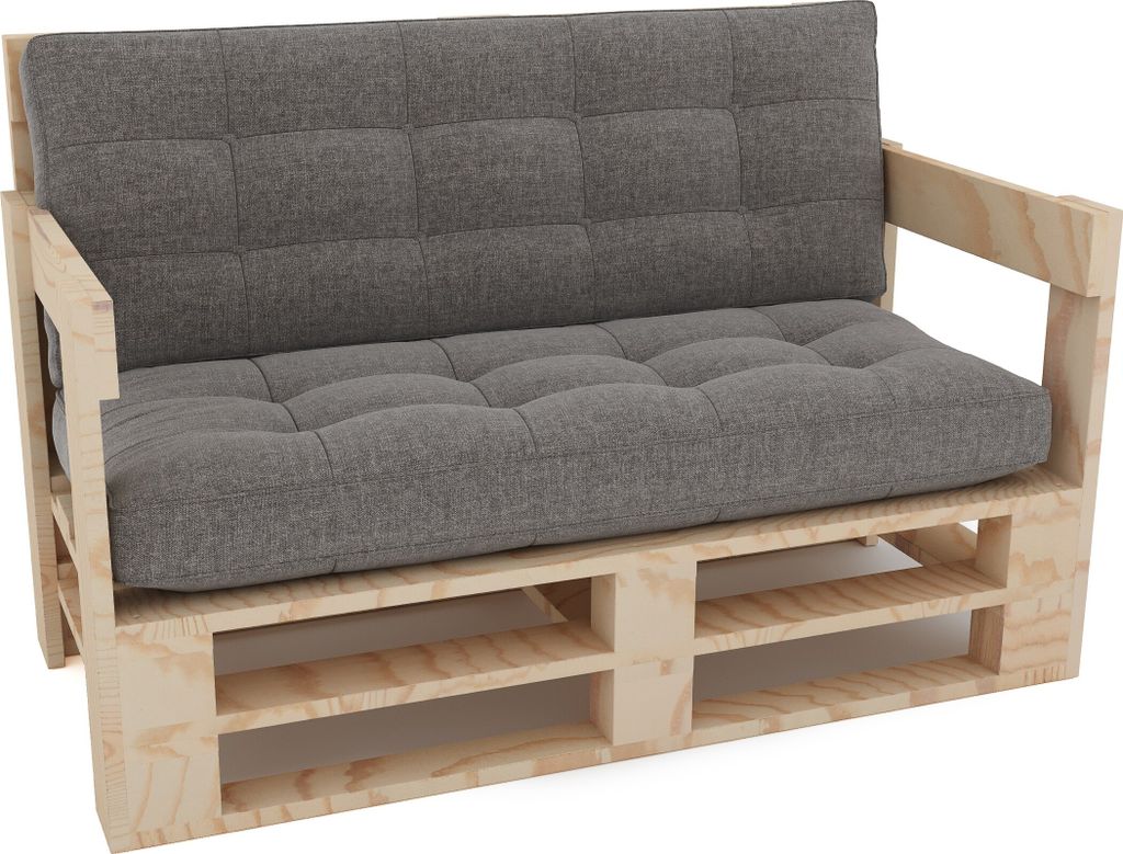 Lermowood Palettenmöbel Mpe Sofa 100 x 60 cm Natur | Europaletten Indoor und Outdoor Lounge Gartenmöbel Holz Gartenmöbel Set Lounge Möbel Terra...
