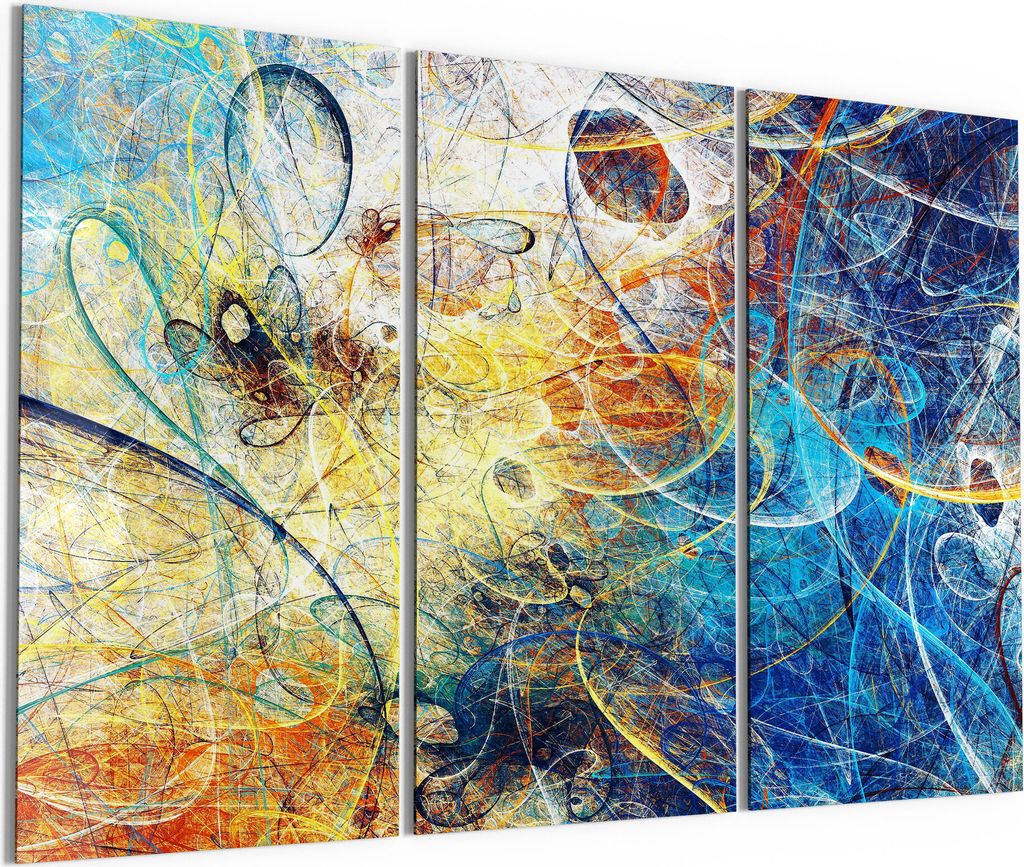 DEQORI Glasbilder Acryl 3x50x100 cm 'Lebhafte Kritzelei' Wandbilder XXL groß