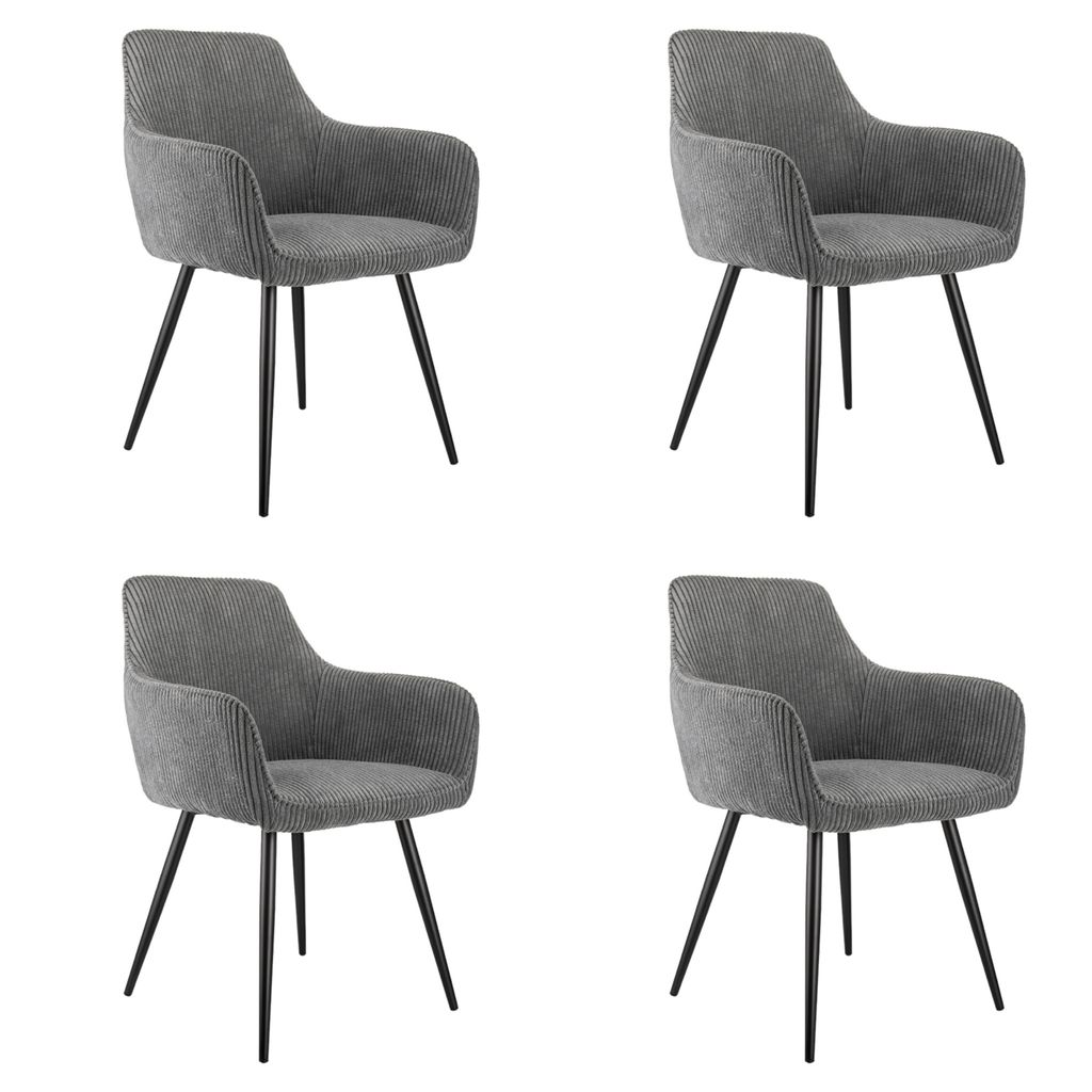 set di 4 sedie da pranzo con braccioli, rivestite in Immagine del prodotto 