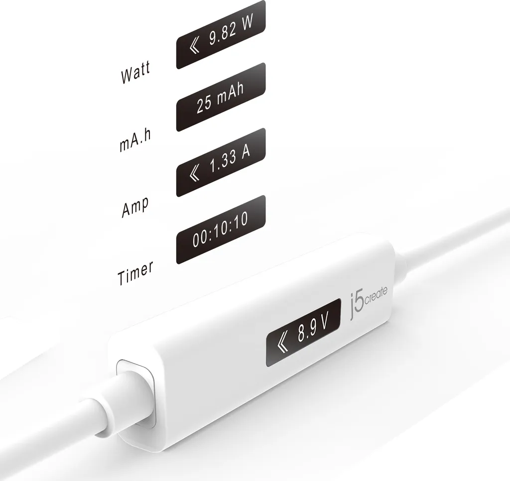 Câble USB-C intelligent j5create JUCP14 avec affichage de la puissance - 8