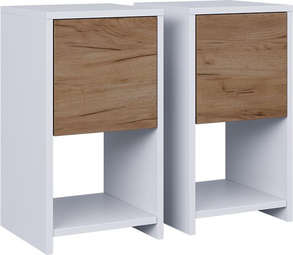 Noční stolek Vicco Evo Bílý/zlatý dub Sada 2 kusů, Model Obrázek produktu 