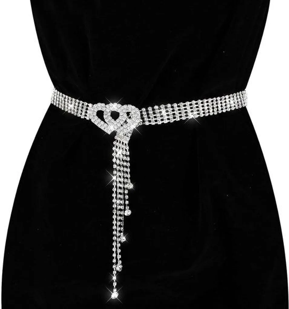 Ceinture fine réglable en cristaux brillants pour habiller une robe