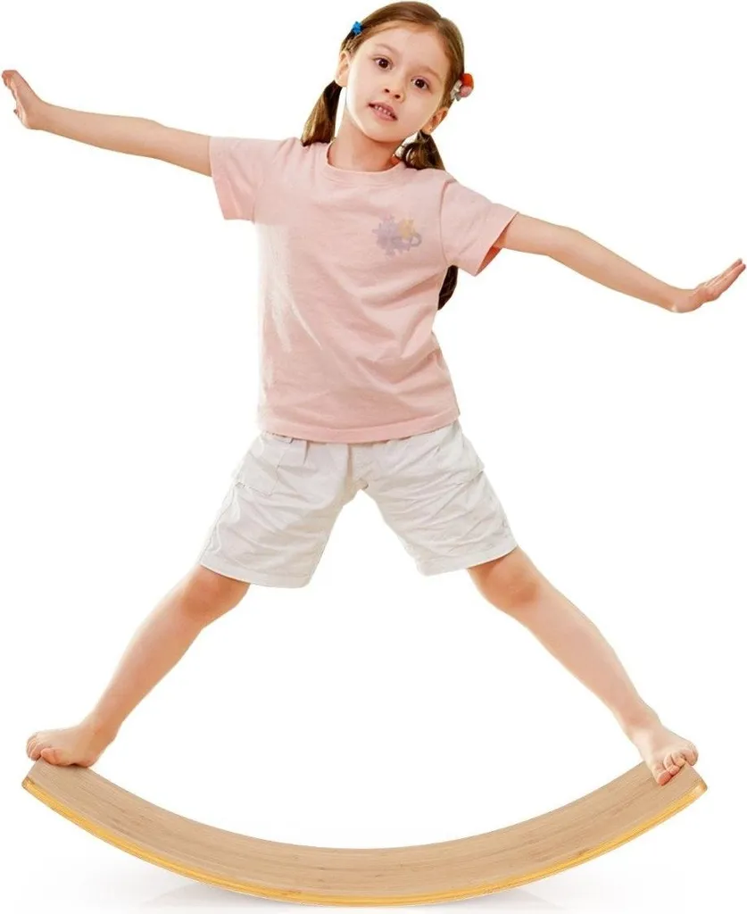 Balance board en bambou naturel, plateau d'équilibre pour le yoga