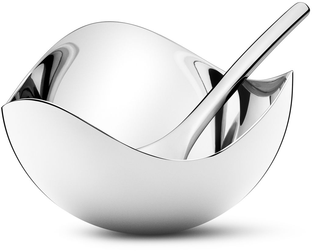 Georg Jensen BLOOM SALT CELLAR & SPOON STAINLESS STEEL MIRROR 3586225
