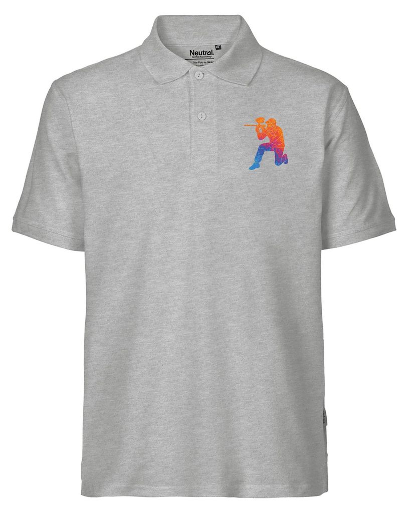 Huuraa Herren Polo Shirt Paintball bunte Silhouette 3XL Sport Grey Bio Baumwolle Fairtrade Poloshirt Geschenkidee