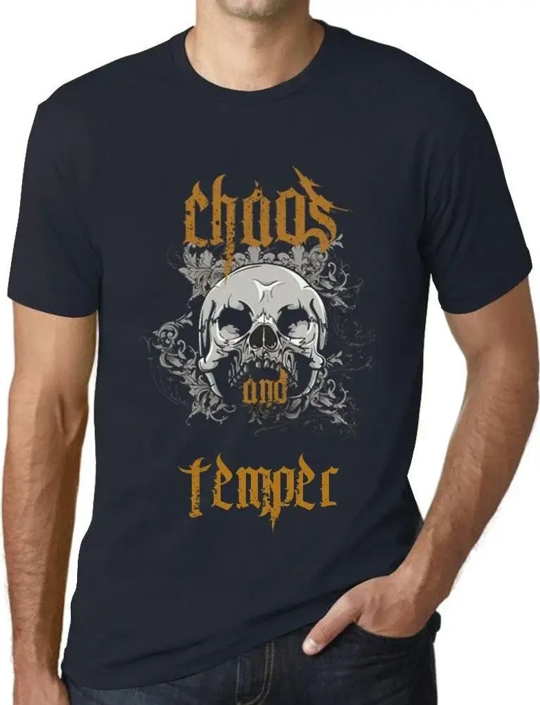 Herren Grafik T-Shirt Chaos und Temperament – Chaos & Temper – Öko-Verantwortlich Vintage Jahrgang Kurzarm Lustige Druck Geburtstag Geschenk Mann