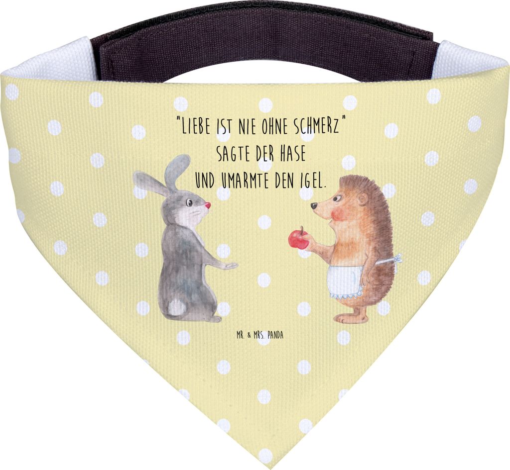 Mr. & Mrs. Panda Halstuch Für Hunde Hase Igel - Gelb Pastell - Geschenk, Hund, Trennungsschmerz, Lustige Sprüche, Trösten, Bandana, Hals Tuch, D...