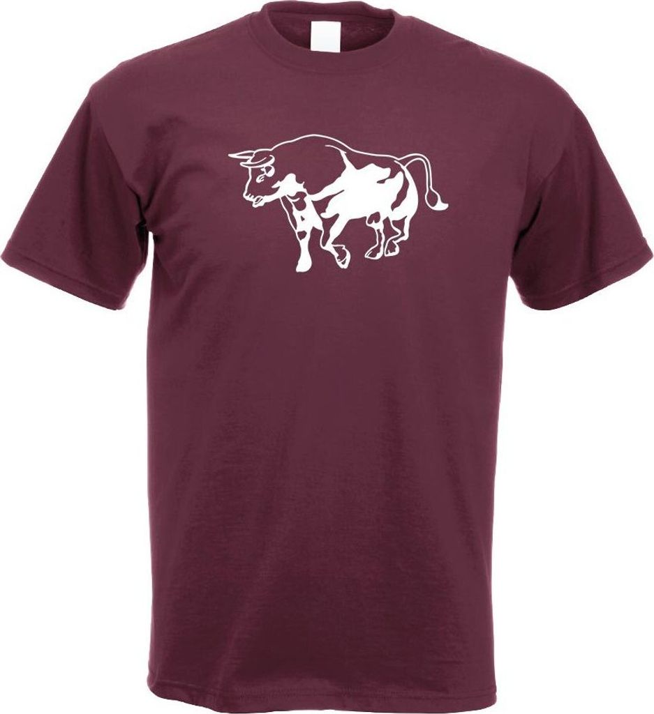 Kiwistar - T-Shirt - Burgund - Stier Motiv 3 - Bulle - Hausrind Herren Funshirt Bedruckt Design Sprüche Spruch Motive - mit Motiv Bedruckt - Funsh...