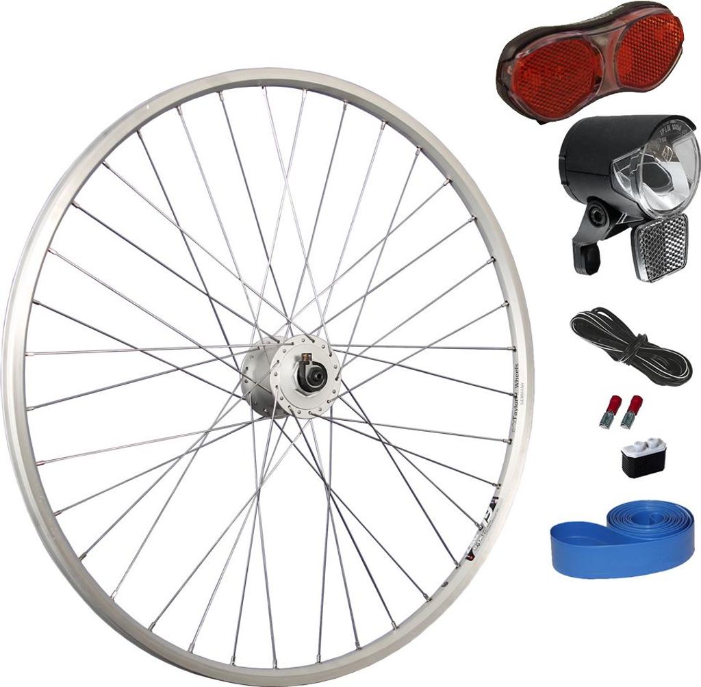 26 Zoll Vorderrad Shimano Nabendynamo DH-C3000 Set mit LED Produktbild 