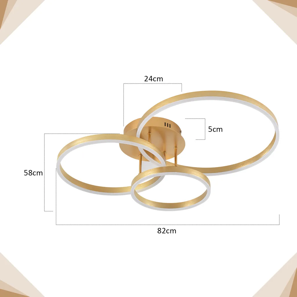 Plafonnier LED Dimmable avec Télécommande 82CM 74W Design Anneaux - 3