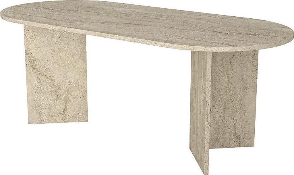 Esstisch 8 Personen - Beige Travertin-Effekt - TOPANIA Produktbild 