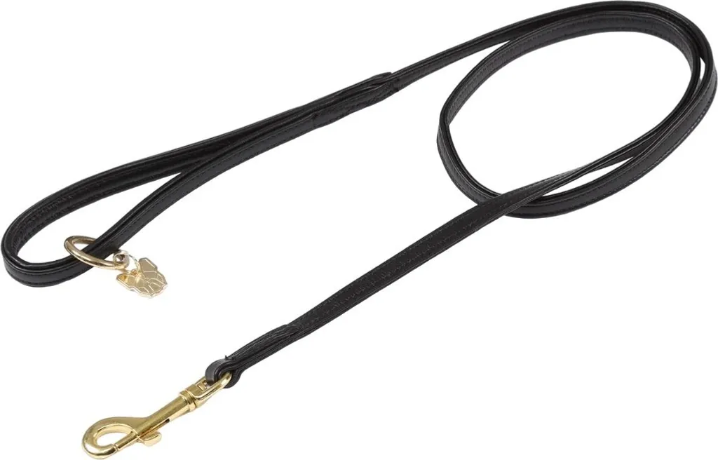 Laisse Digby & Fox cuir matelassé noir confort premium, largeur 15mm