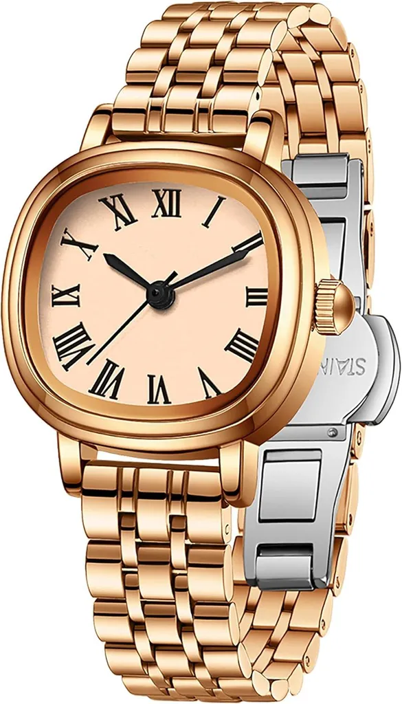 Orologio, orologio da donna orologi in oro in acciaio inox per le donne Reloj para Mujer Stile semplice con numeri romani Orologio da polso classico, numeri romani