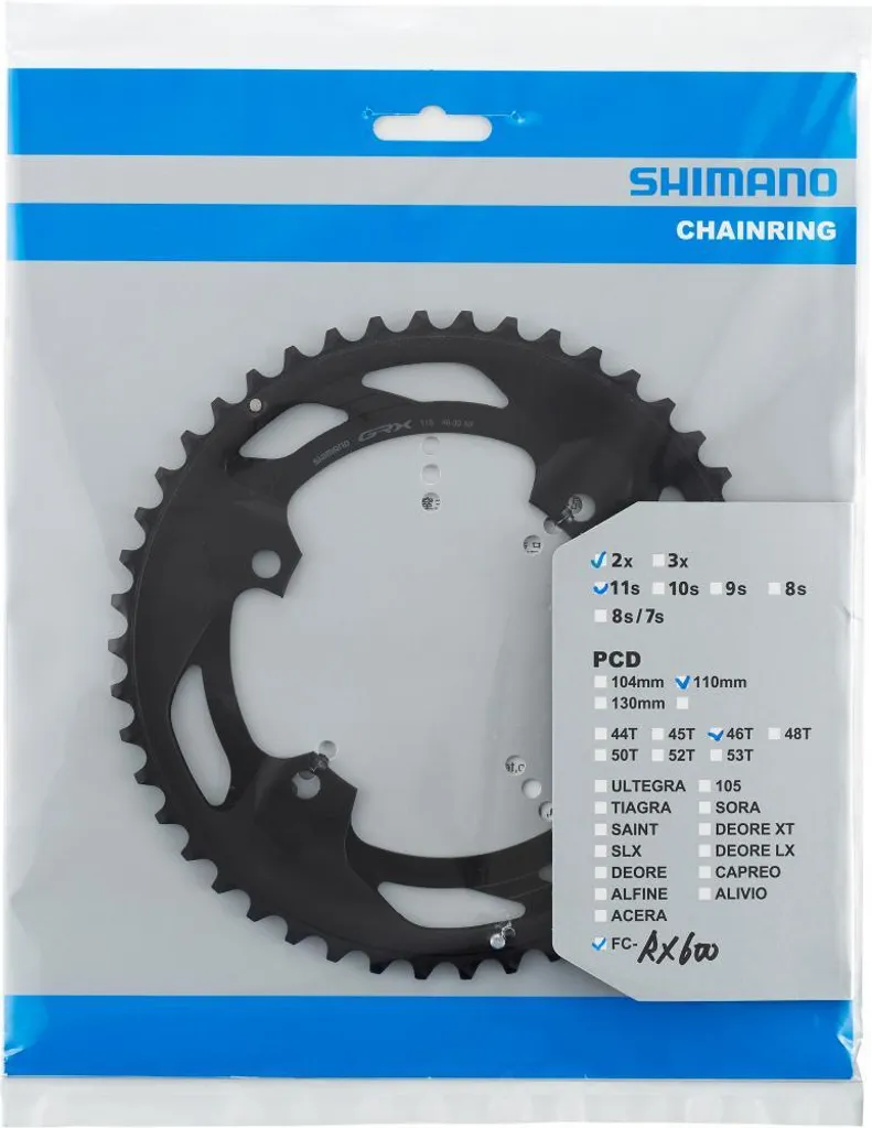 Pièce de rechange pour pédalier Shimano GRX RX600 plateau 46Z noir