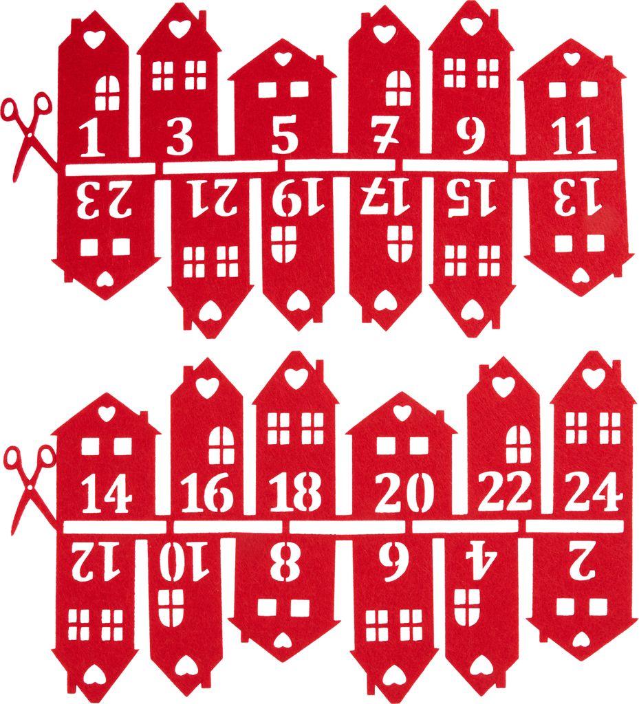 VBS Adventszahlen "Filz Häuser" 4x8,5cm