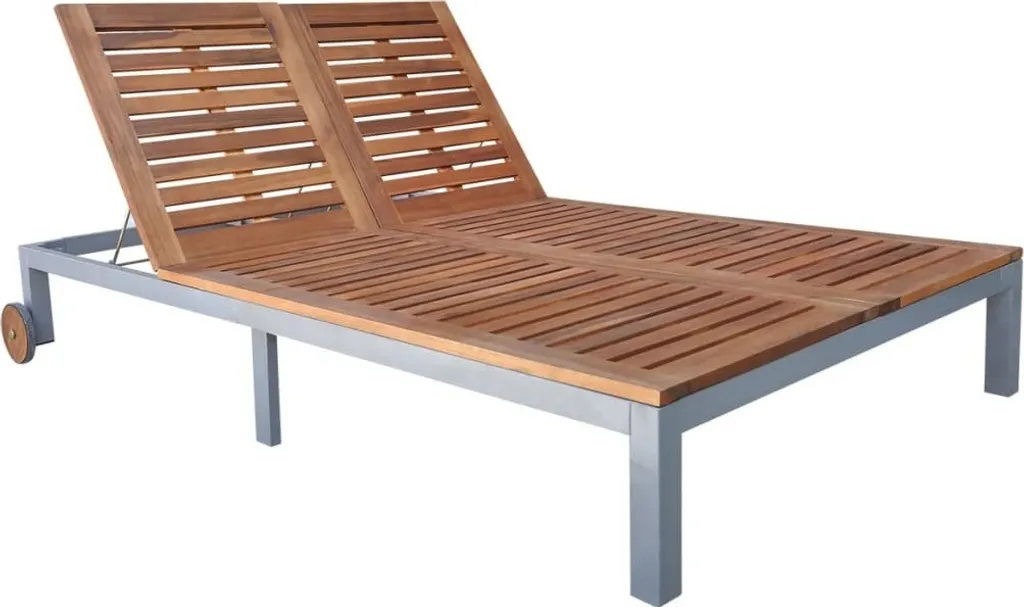 Bain de soleil double robuste bois acacia pour confort durable