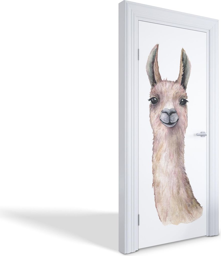 Innentür Folie Modern Selbstklebende Wandsticker Personalisiert - Lächelndes Lama - 85 x 205 cm