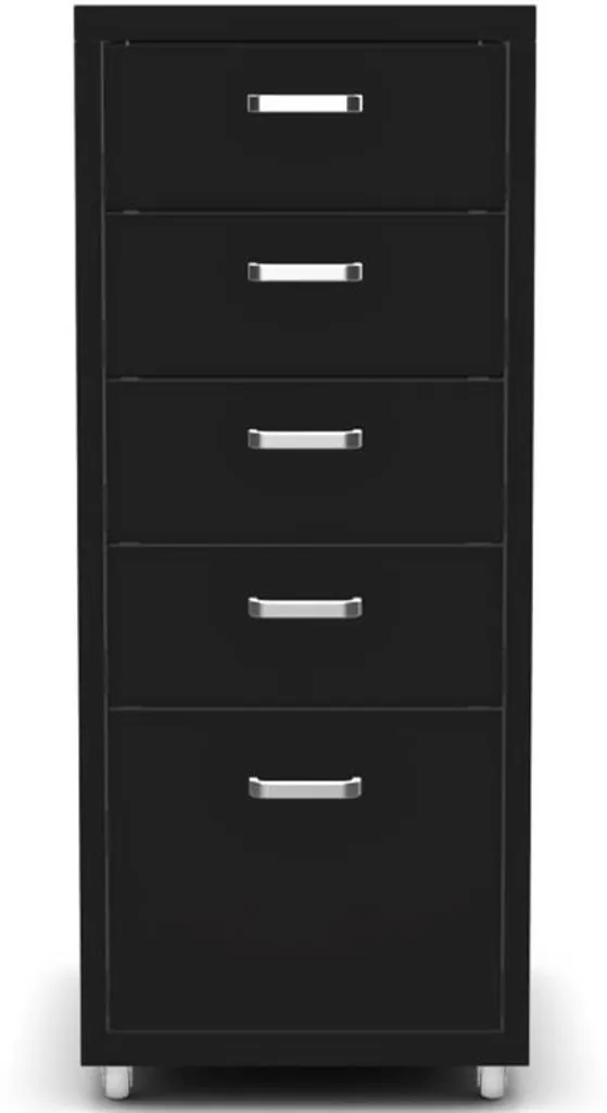 Meuble de rangement noir RW2B sur roulettes - Design compact 69 cm